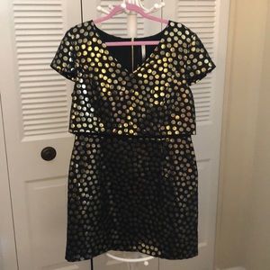 Gold metallic polka dot dress